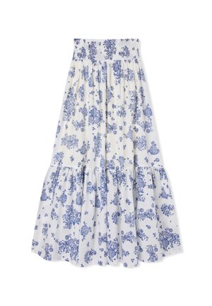 Terranova LUNGA FLOREALE CON PUNTO SMOCK - Gonna lunga - var bianco lana