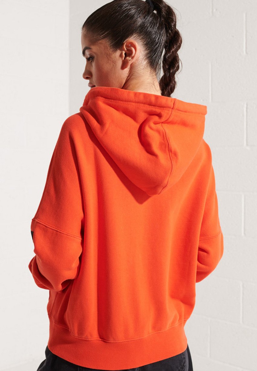 bold orange hoodie