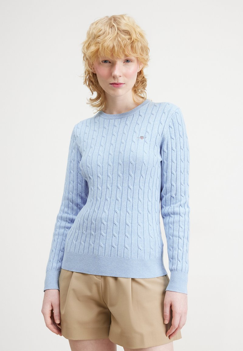 GANT - STRETCH CABLE C NECK - Svetr - dove blue, Zvětšit