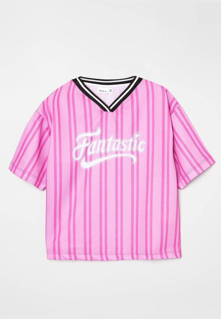 name it T-shirt print donkerroze