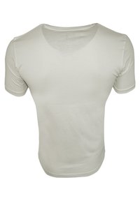 Weißes, eng anliegendes T-Shirt mit kurzen Ärmeln und rundem Ausschnitt. Glatte Textur ohne sichtbare Muster oder Akzente.
