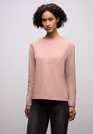 PULLOVER MIT GEROLLTEM SAUM - Strickpullover - rosa