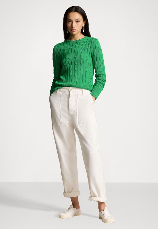 CABLE KNIT COTTON CREWNECK SWEATER - Jumper - grün4