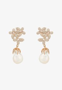 Orecchini in oro bianco 18 karati con perla barocca e diamanti - Italia Orecchini in oro bianco 18 karati con perla barocca e diamanti - Italia
