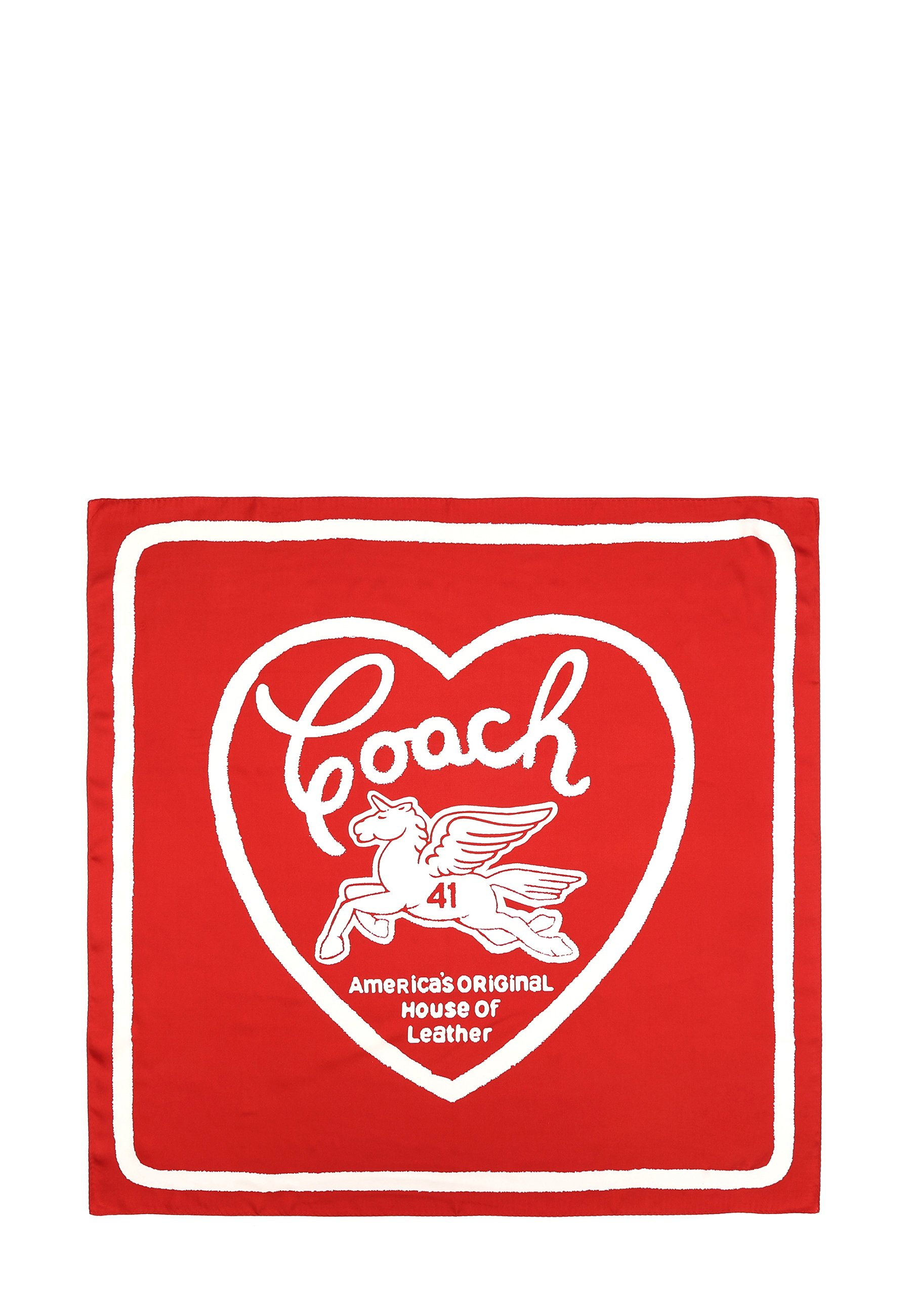 Coach Redish pink and White Heart Print Scarf Coach Heart Posy Script Print Silk Skinny | Mercari main image 2