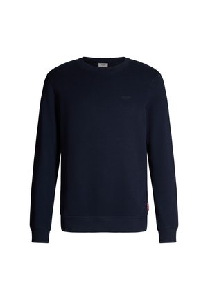 Navyblauer Rundhalsausschnitt-Sweatshirt aus weichem Baumwollstoff mit langen Ärmeln, gerippten Bündchen und einem kleinen Logodetail auf der Brust.