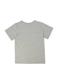 Hellgraues Kurzarm-T-Shirt aus Baumwollmischung mit Rundhalsausschnitt und einer glatten, einheitlichen Textur ohne sichtbare Muster oder Akzente.
