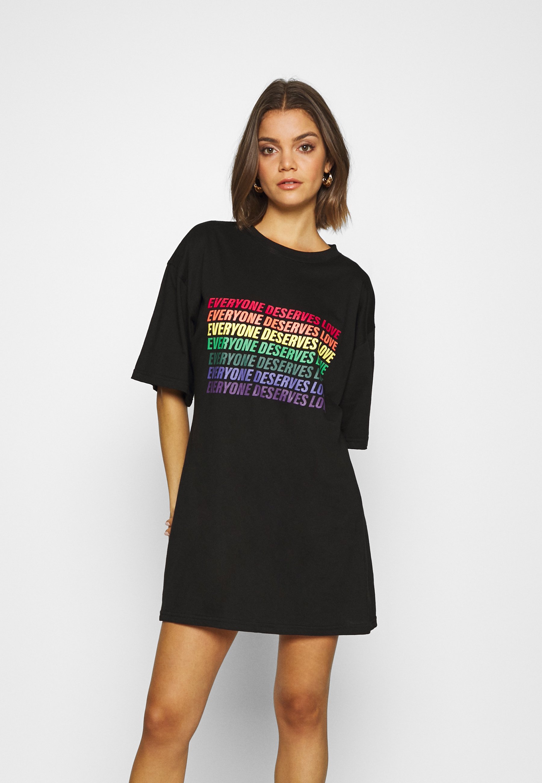 Missguided Pride Graphic T Shirt Dress Jerseykleid Black Schwarz Zalando De 
