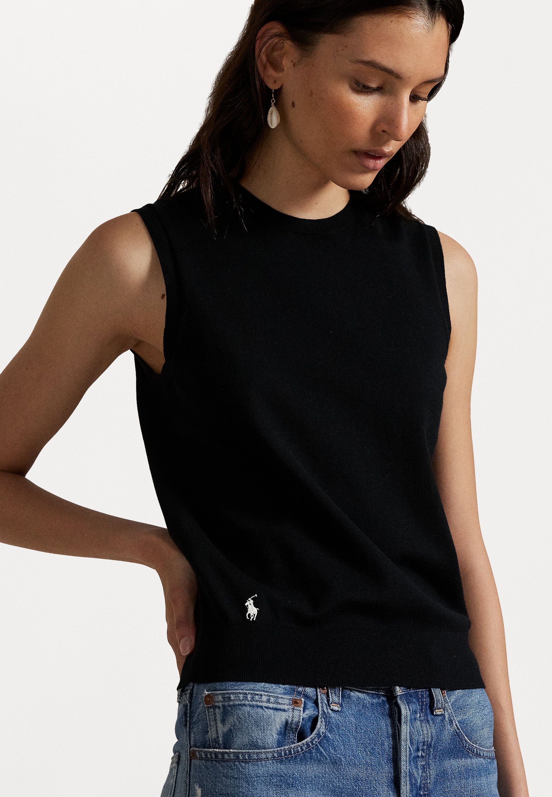 売れ筋商品|||ラルフローレン Tシャツ レディース トップス SLEEVELESS CREWNECK SWEATER - Top - black Polo Ralph Lauren SLEEVELESS CREWNECK SWEATER - Top - black