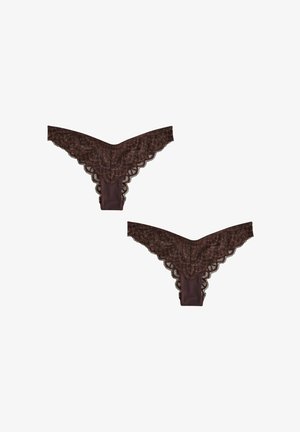 Next, BRAZILIAN FIT - LACE KNICKERS 2 PACK - Brazil alsó - chocolate brown