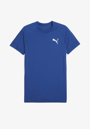 Blue short-sleeve T-shirt made of smooth fabric, featuring a white Puma logo on the chest area and raglan sleeves for added comfort.