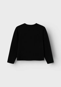 Svart langermet t-skjorte med rund hals og rett snitt. Glatt tekstur, ingen synlige mønstre eller detaljer. Vist fra bak.