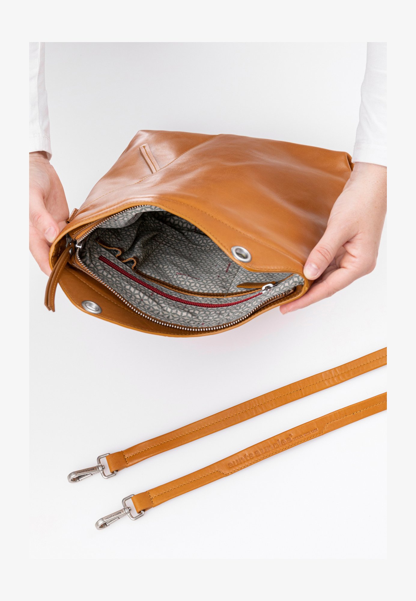 Hoppediz SlingBag Los Angeles Rame - Borsa A Tracolla Portabebè In Tessuto Jacquard, Tasche Interne Per IPad/Pannolini, Portachiavi Con Moschettone