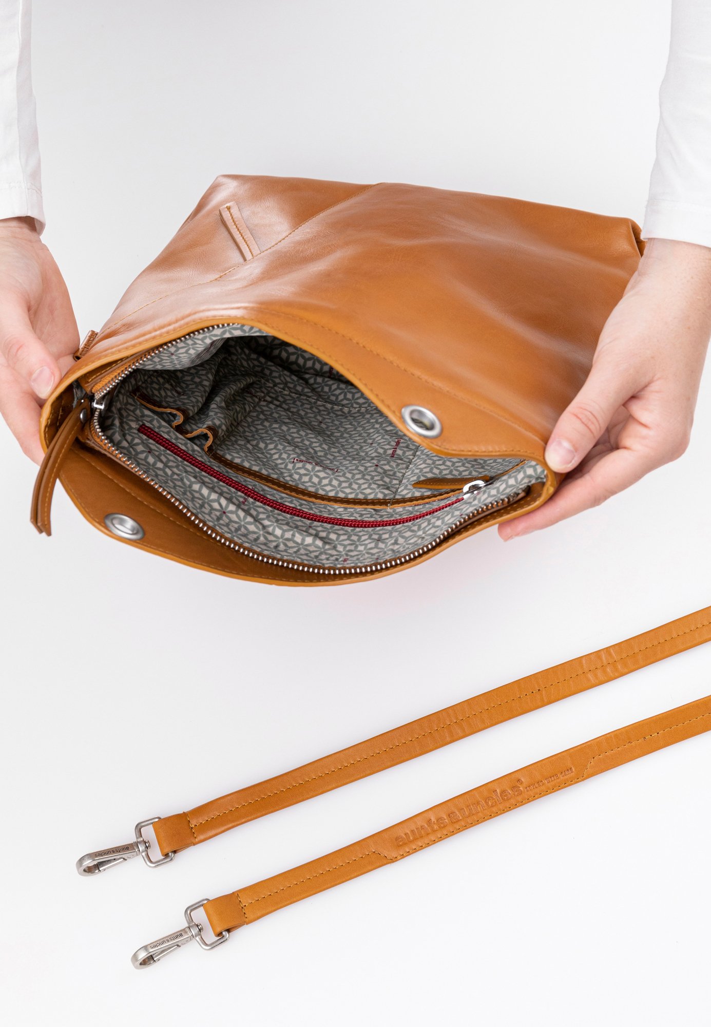 Hoppediz SlingBag Los Angeles Rame - Borsa A Tracolla Portabebè In Tessuto Jacquard, Tasche Interne Per IPad/Pannolini, Portachiavi Con Moschettone