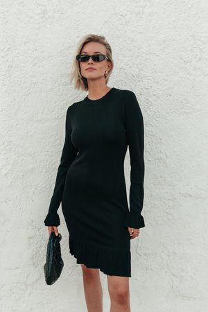 ROBIJN RUFFLE DRESS - Etuikjole - black