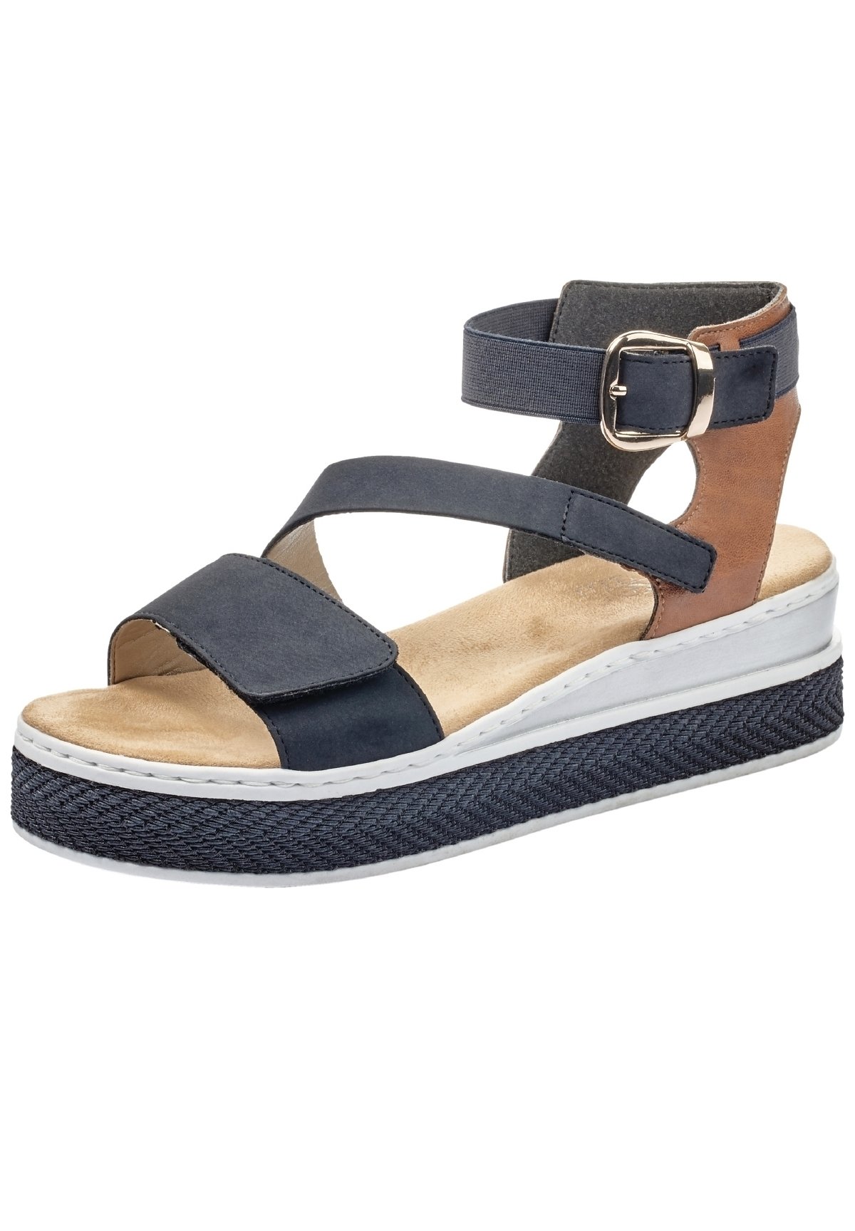 Rieker Sandalen met plateauzool - pacific-cognac/donkerblauw - Zalando.nl
