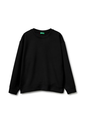 WITH STRAIGHT SLEEVES WIDE CREWNECK AND DRAWSTRING HEM LOGO PRINT ON TOP LEFT - Sweatshirt - black