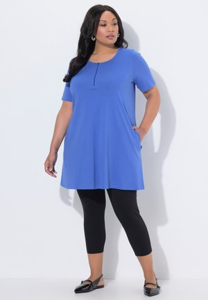 LONG RITSSLUITING A-LIJN RONDE HALS HALVE MOUWEN - T-shirt basique - evening blue
