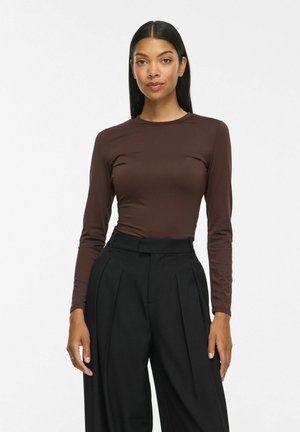 VILA, LONG SLEEVED TOP VIKENZA ROUND NECK - T-shirt à manches longues - coffee bean