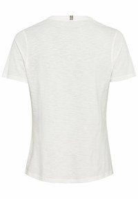 Witte t-shirt met korte mouwen, gemaakt van zachte, lichte stof. Heeft een ronde halslijn en een rechte snit met subtiele textuur.