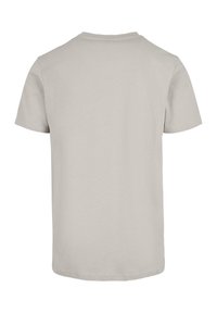 Lys grå bomulds t-shirt, kortærmet, rund halsudskæring og lige kant. Glat tekstur uden synlige mønstre eller accenter.