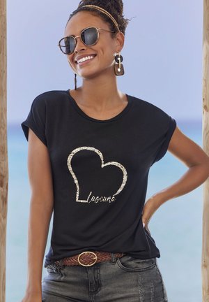 LASCANA KURZARM - T-Shirt print - schwarz