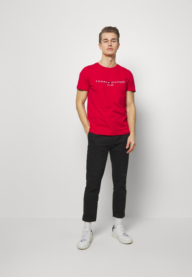men red tommy hilfiger shirt