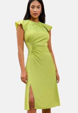 APPLIQUE TRIM RUCHED FIT AND FLARE MIDI - Day dress - green