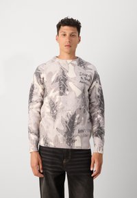 Scotch & Soda PRINTED DROPPED SHOULDER - Strickpullover - eggnog/grey