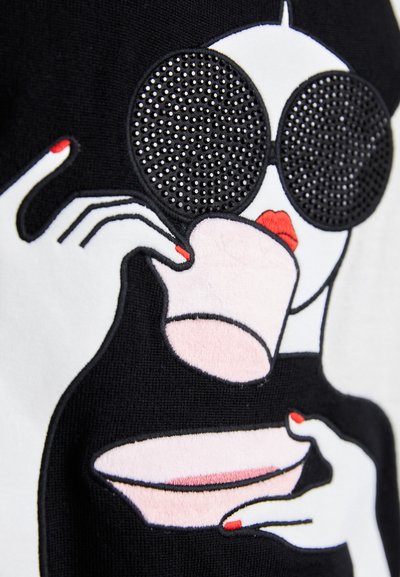 Alice + Olivia Stickad tröja - black/soft white/multi