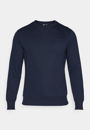 Navy sweatshirt with long sleeves and a crew neckline. Features a subtle "BORG" logo on the chest. Soft, textured fabric.