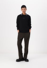 GAP LOGO WAFFLE CREW - Pullover - black