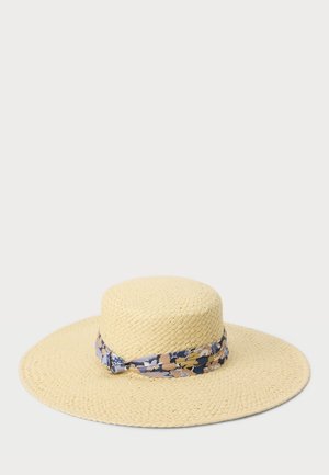 TWO-TONE RIBBON-TRIM STRAW SUN HAT - Kepurė - natural/blue