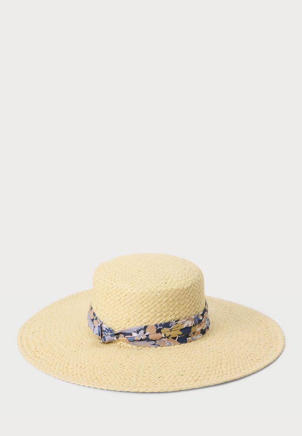TWO-TONE RIBBON-TRIM STRAW SUN HAT - Hat
