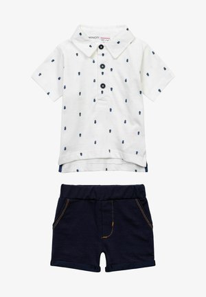 SET - Shorts - white dark blue denim