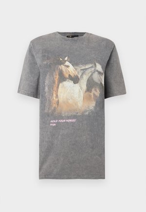 TIHORSE - Nyomott mintás póló - grey