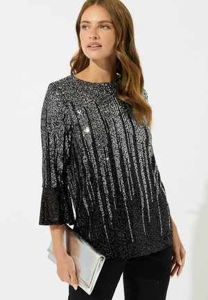 SEQUIN FLUTE SLEEVE - Bluse - silver