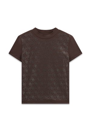 Guess, SS MOCK NECK ALL OVER 4G TEE - Camiseta estampada - braun