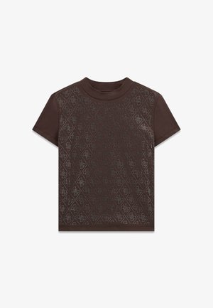 Guess, SS MOCK NECK ALL OVER 4G TEE - Camiseta estampada - braun