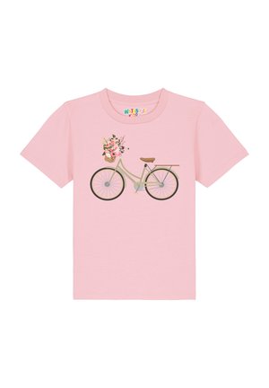 FAHRRAD MIT BLUMEN - T-shirt print - cotton pink