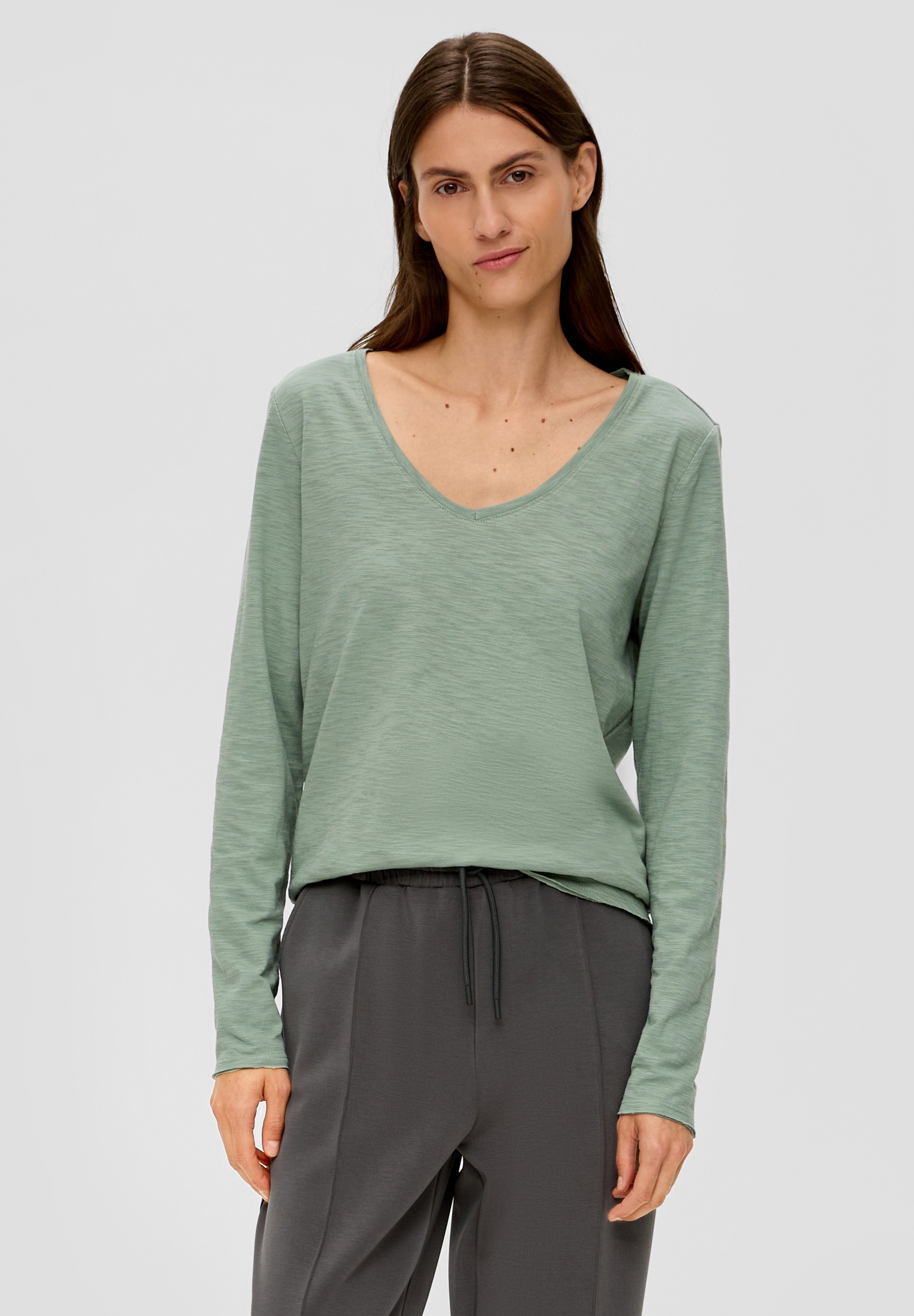 T-shirt Manches Longues Fille - Haut Basique Confortable Pour Tous Les Jours