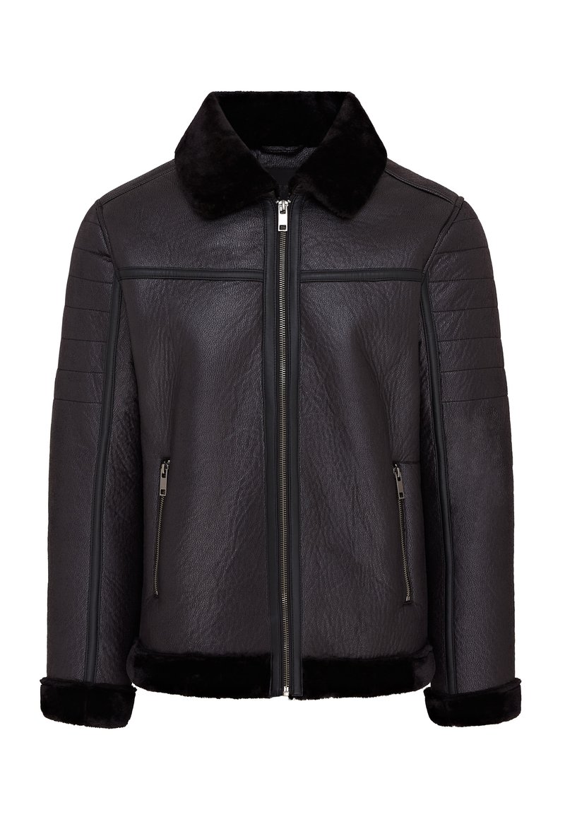 Brave Soul Imitatieleren jas zwart Brave Soul Imitatieleren jas zwart