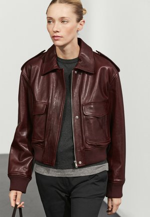 Massimo Dutti, Leather jacket - bordeaux