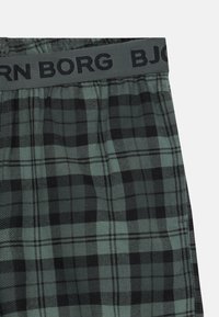 Žalio, juodo ir pilko atspalvio langelių rašto šortai. Savybės: minkštas juosmuo su "BJORN BORG" prekės ženklu, pagaminti iš tekstūruoto audinio.