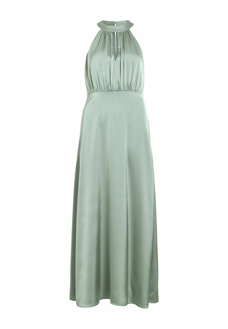 sachin and babi light blue dress Celebratory Love Sage Green Mesh Ruched Halter Maxi Dress