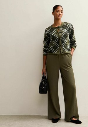 TEXTURED WIDE LEG - Pantaloni - olive