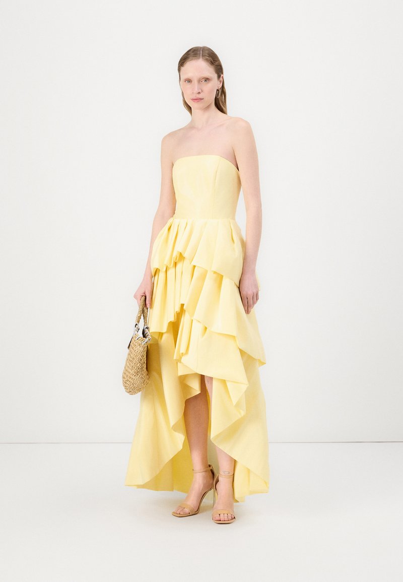 lemon maxi dress uk Lemon Yellow Silk Organza Cutwork Maxi Dress XL / Yellow