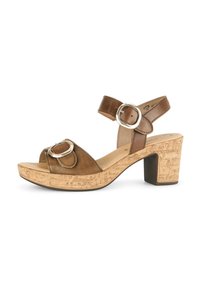 Gabor Sandales à Plateforme Pour Femme - Confort Best Fit Textile Et Cuir Talon 5 Cm Velcro