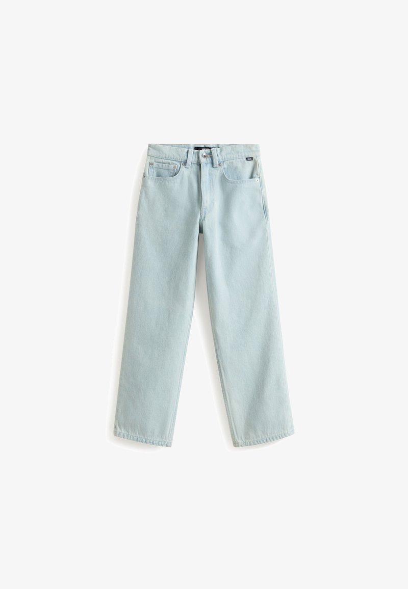 Jeans in denim azzurro chiaro con design a gamba dritta, cinque tasche e chiusura con bottoni. Tessuto morbido di peso medio.