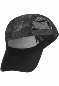 Schwarze Kappe mit Mesh-Rücken, gebogenem Schirm und verstellbarem Riemen. Kombinierte Materialien sorgen für ein leichtes, atmungsaktives Design.